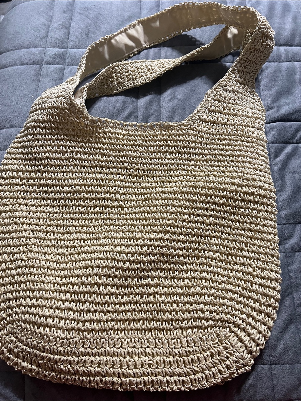 Handwoven Shoulder Bag - Cream Straw Tote